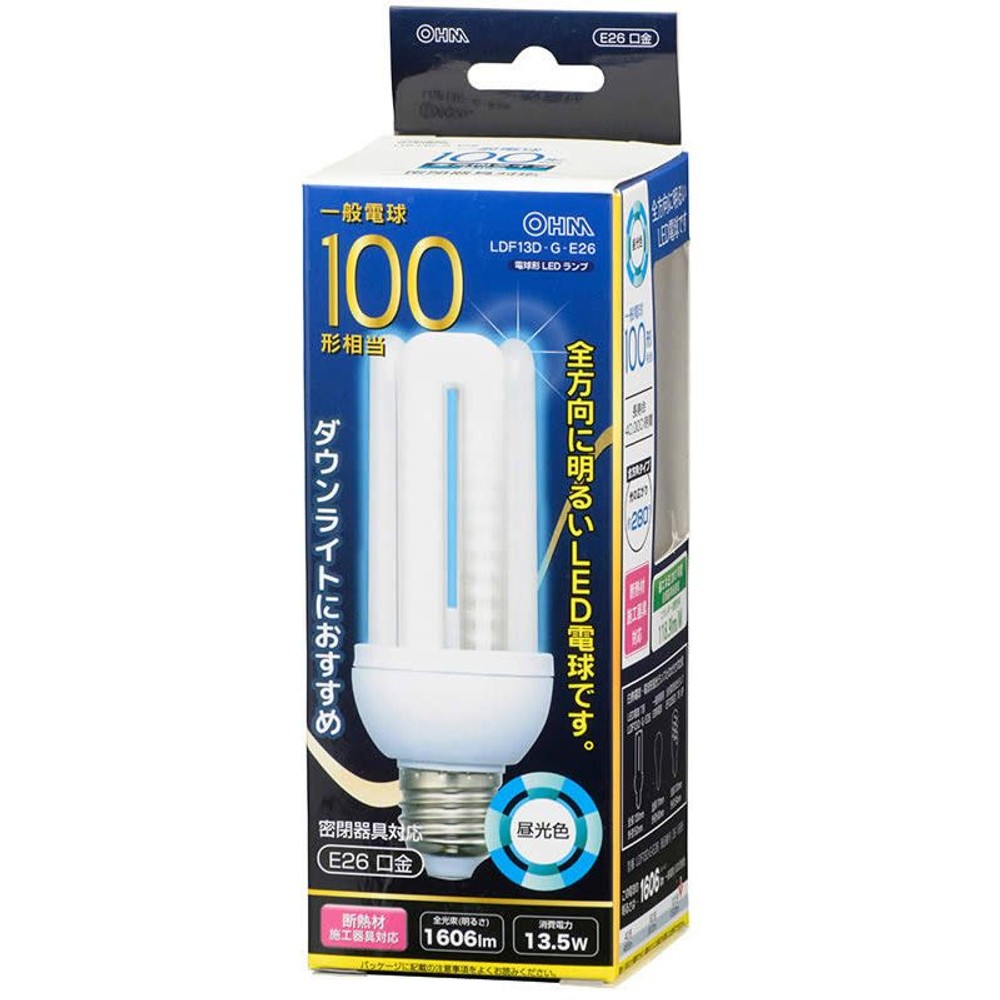 ＯＨＭ　Ｄ形ＬＥＤ電球　ＬＤＦ13ＤーＧーＥ26, その他カラー１, 100W形