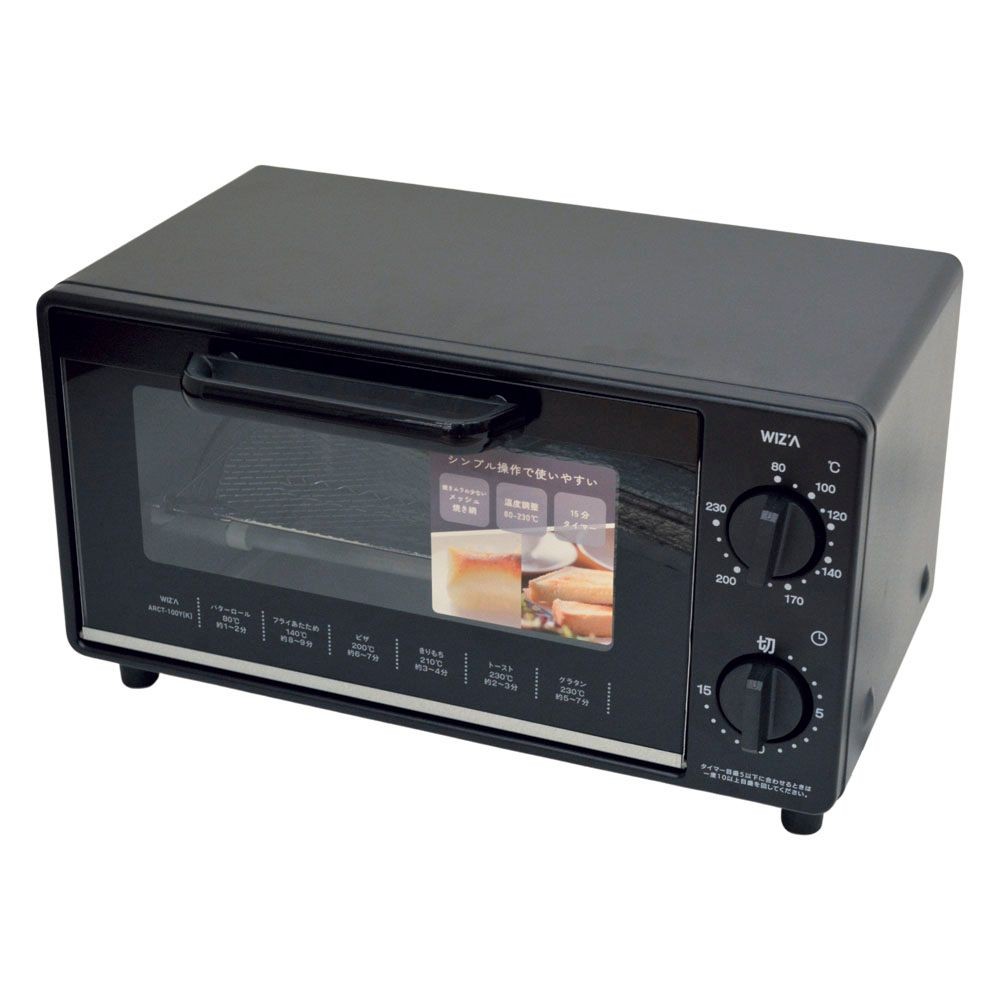 ウイザ WIZ'A　オーブントースター　ＡＲＣＴ１００ＹーＫ, ブラック, 1000W