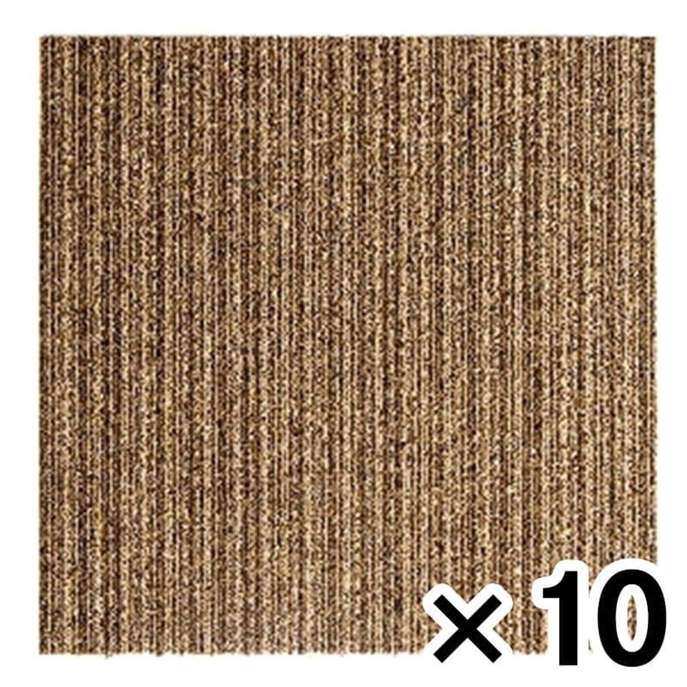洗える吸着タイルマット　約40Ｘ40ＣＭ　ストライプＢＲ ×10枚セット, ブラウン,  約40×40ｃｍ